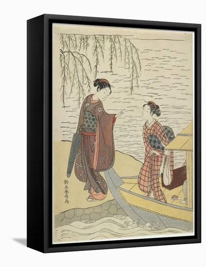 Women Disembarking from a Boat, C. 1767-Suzuki Harunobu-Framed Stretched Canvas