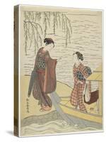 Women Disembarking from a Boat, C. 1767-Suzuki Harunobu-Stretched Canvas