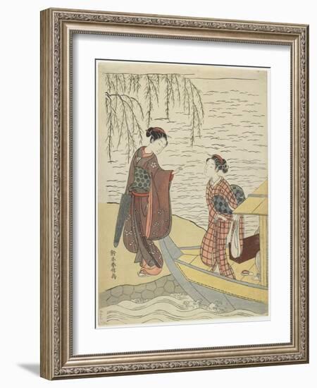 Women Disembarking from a Boat, C. 1767-Suzuki Harunobu-Framed Giclee Print