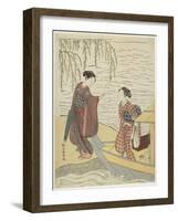 Women Disembarking from a Boat, C. 1767-Suzuki Harunobu-Framed Giclee Print