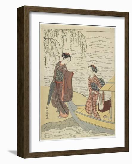 Women Disembarking from a Boat, C. 1767-Suzuki Harunobu-Framed Giclee Print