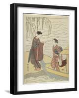 Women Disembarking from a Boat, C. 1767-Suzuki Harunobu-Framed Giclee Print