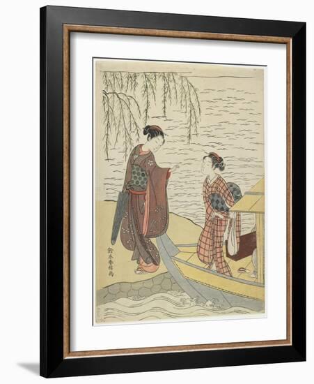 Women Disembarking from a Boat, C. 1767-Suzuki Harunobu-Framed Giclee Print