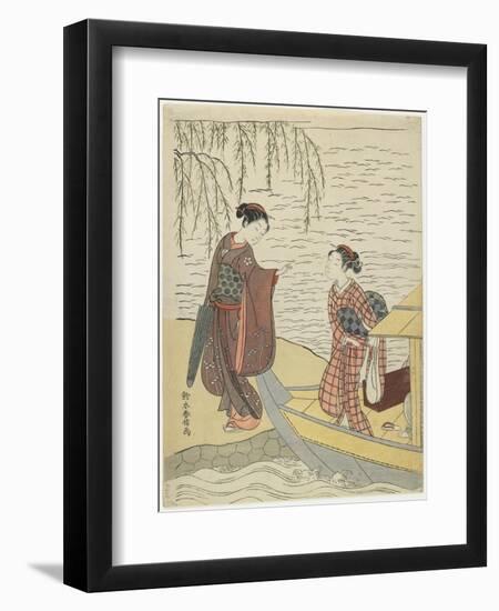 Women Disembarking from a Boat, C. 1767-Suzuki Harunobu-Framed Giclee Print