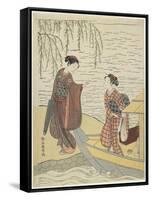 Women Disembarking from a Boat, C. 1767-Suzuki Harunobu-Framed Stretched Canvas