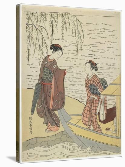 Women Disembarking from a Boat, C. 1767-Suzuki Harunobu-Stretched Canvas