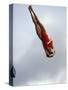 Women Diver Flying Through the Air, California, USA-Paul Sutton-Stretched Canvas