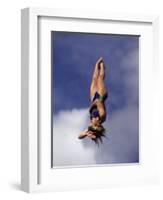 Women Diver Flying Through the Air, California, USA-Paul Sutton-Framed Photographic Print