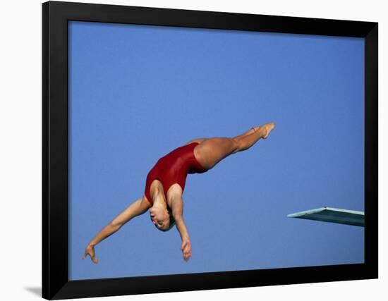 Women Diver Flying Through the Air-null-Framed Photographic Print