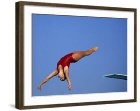 Women Diver Flying Through the Air-null-Framed Photographic Print
