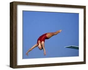 Women Diver Flying Through the Air-null-Framed Photographic Print