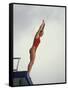 Women Diver Preparing to Jump Off the Platform, California, USA-Paul Sutton-Framed Stretched Canvas