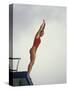 Women Diver Preparing to Jump Off the Platform, California, USA-Paul Sutton-Stretched Canvas