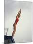 Women Diver Preparing to Jump Off the Platform, California, USA-Paul Sutton-Mounted Photographic Print