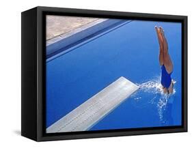 Women Diving into the Pool-null-Framed Stretched Canvas