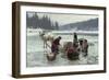 Women doing laundry through a hole in the ice, 1891-Jahn Ekenaes-Framed Giclee Print