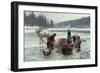 Women doing laundry through a hole in the ice, 1891-Jahn Ekenaes-Framed Giclee Print