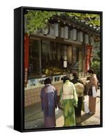 Women Dressed in Kimono for Tea Ceremony at Temple, Miyajima Island, Hiroshima Prefecture, Japan-Christian Kober-Framed Stretched Canvas