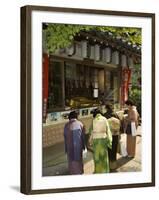 Women Dressed in Kimono for Tea Ceremony at Temple, Miyajima Island, Hiroshima Prefecture, Japan-Christian Kober-Framed Photographic Print