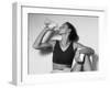 Women Drinking after Exercise Session in Fitness Studio, New York, New York, USA-Paul Sutton-Framed Photographic Print