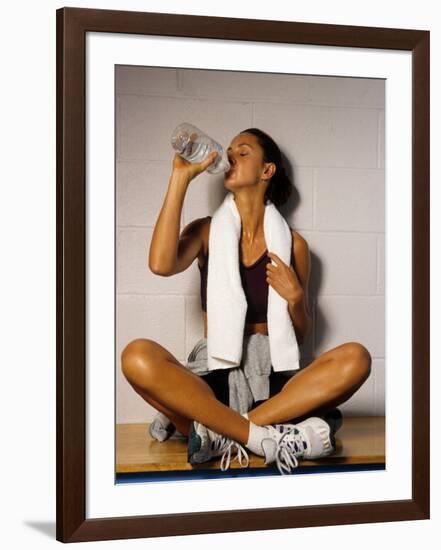 Women Drinking after Exercise Session, New York, New York-Paul Sutton-Framed Photographic Print