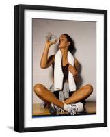 Women Drinking after Exercise Session, New York, New York-Paul Sutton-Framed Photographic Print
