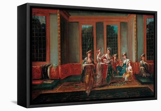 Women Drinking Coffee-Jean-Baptiste Vanmour-Framed Stretched Canvas