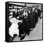 Women Eagerly Shop across the Counter at a Newly Opened Sears Retail Store-null-Framed Stretched Canvas