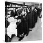 Women Eagerly Shop across the Counter at a Newly Opened Sears Retail Store-null-Stretched Canvas