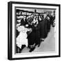 Women Eagerly Shop across the Counter at a Newly Opened Sears Retail Store-null-Framed Photo