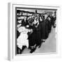 Women Eagerly Shop across the Counter at a Newly Opened Sears Retail Store-null-Framed Photo