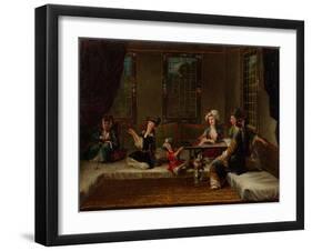 Women Embroidering, 1730s-Jean-Baptiste Vanmour-Framed Giclee Print