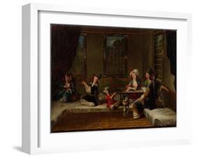 Women Embroidering, 1730s-Jean-Baptiste Vanmour-Framed Giclee Print