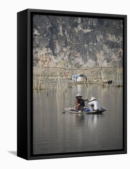 Women Fishing in River from Boat, Vietnam, Indochina, Southeast Asia, Asia-Purcell-Holmes-Framed Stretched Canvas