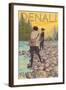 Women Fly Fishing, Denali National Park, Alaska-Lantern Press-Framed Art Print