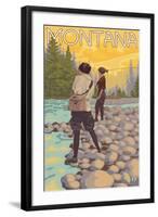 Women Fly Fishing, Montana-Lantern Press-Framed Art Print