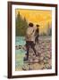 Women Fly Fishing, Mt. Rainier National Park, Washington-Lantern Press-Framed Art Print