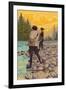 Women Fly Fishing, Mt. Rainier National Park, Washington-Lantern Press-Framed Art Print