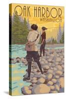 Women Fly Fishing - Oak Harbor, Washington-Lantern Press-Stretched Canvas