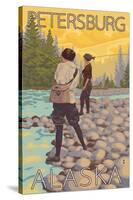 Women Fly Fishing, Petersburg, Alaska-Lantern Press-Stretched Canvas