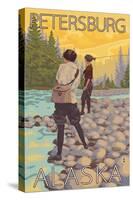 Women Fly Fishing, Petersburg, Alaska-Lantern Press-Stretched Canvas