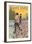 Women Fly Fishing, Snake River, Idaho-Lantern Press-Framed Art Print