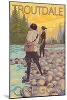 Women Fly Fishing, Troutdale, Oregon-Lantern Press-Mounted Art Print