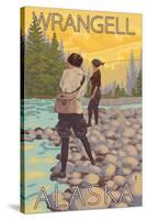 Women Fly Fishing, Wrangell, Alaska-Lantern Press-Stretched Canvas