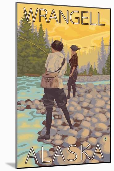 Women Fly Fishing, Wrangell, Alaska-Lantern Press-Mounted Art Print