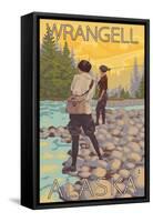 Women Fly Fishing, Wrangell, Alaska-Lantern Press-Framed Stretched Canvas