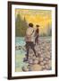 Women Fly Fishing, Yellowstone National Park-Lantern Press-Framed Art Print