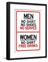 Women Free Drinks Men No Service Parking Sign Poster-null-Framed Poster