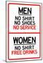 Women Free Drinks Men No Service Parking Sign Poster-null-Mounted Poster
