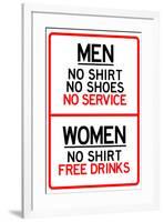 Women Free Drinks Men No Service Parking-null-Framed Art Print